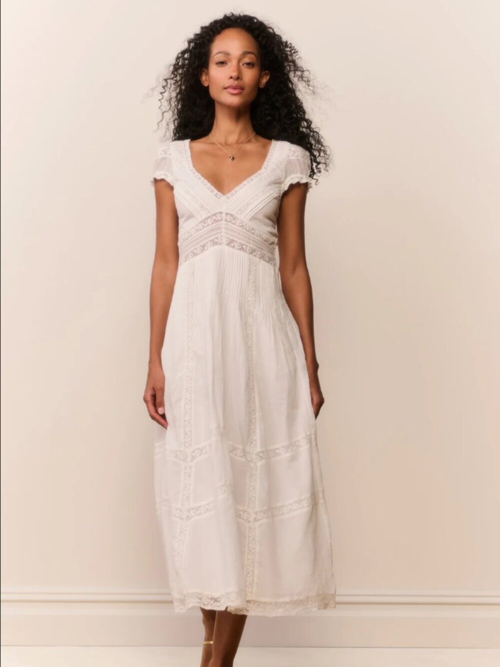 LoveShackFancy NWT Suvi Heritage Dress in White Size M - Picture 1 of 3